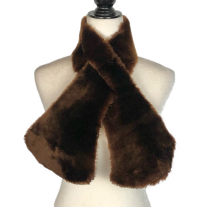 Brown faux-fur link-through scarf